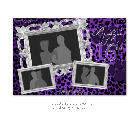 Elegant, fun, sweet 16 birthday party leopard print photo booth print layout.