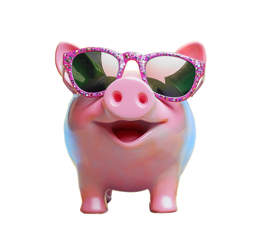 The party pig illustrating that you don't have to break the bank with our affordable photo booth rental cost.